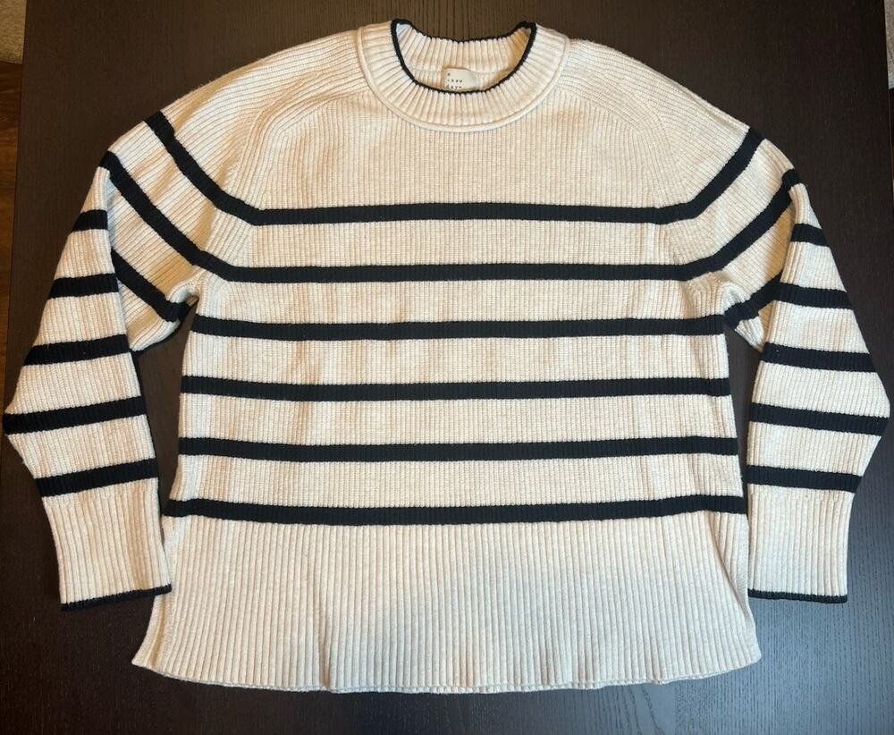 A New Day Striped Ribbed Sweater Women’s Large French Girl Chic Super Soft